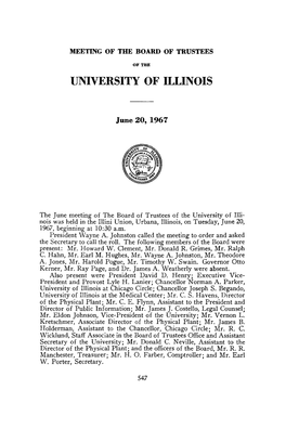 June 20, 1967, Minutes | UI Board of Trustees