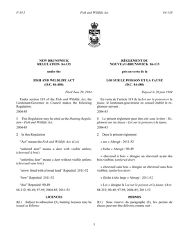 NEW BRUNSWICK REGULATION 84-133 Under the RÈGLEMENT DU