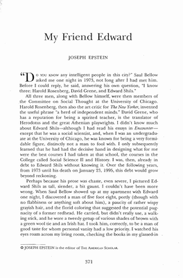 J. Epstein on Edward Shils