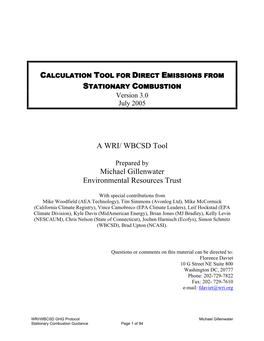 WRI/WBCSD GHG Protocol Stationary Combustion Guidance