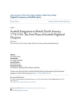 Scottish Emigration to British North America 1770-1783