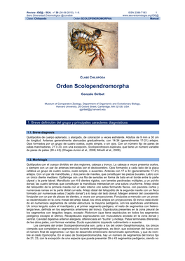 Orden SCOLOPENDROMORPHA Manual