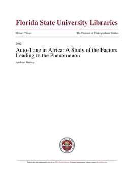 Auto-Tune in Africa: a Study of the Factors Leading to the Phenomenon Andrew Stanley