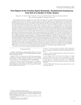 First Report of the Carolina Spiral Nematode, Scutellonema Brachyurus, from Soil of a Garden in Crete, Greece