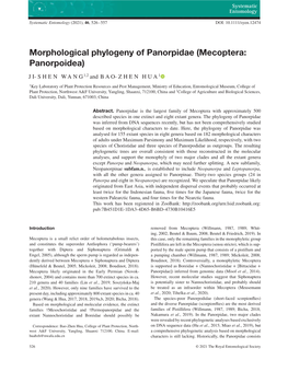 Morphological Phylogeny of Panorpidae (Mecoptera: Panorpoidea)