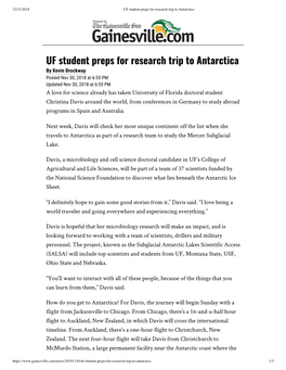 UF Student Preps for Research Trip to Antarctica