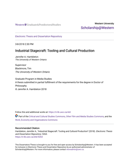 Industrial Stagecraft: Tooling and Cultural Production