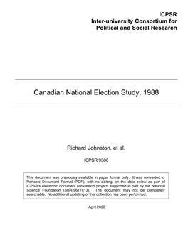 Canadian National Election Study, 1988