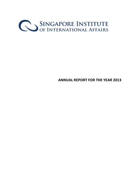 Annual Report for the Year 2013