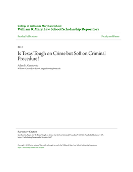 Is Texas Tough on Crime but Soft on Criminal Procedure?