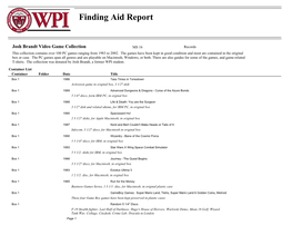 Finding Aid Report