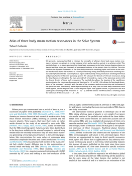 Atlas of Three Body Mean Motion Resonances in the Solar System