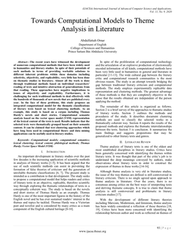 Towards Computational Models to Theme Analysis in Literature