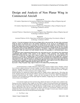 Design and Analysis of Non Planar Wing in Commercial Aircraft