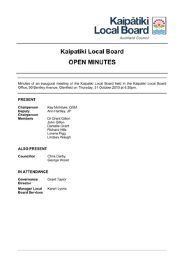 Kaipatiki Local Board OPEN MINUTES