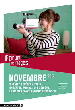 Novembre 2013 Cinéma Du Québec À Paris Programme N0 55 Forumdesimages.Fr Un État Du Monde