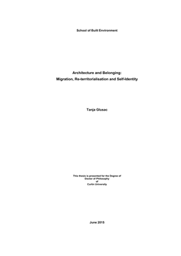 Architecture and Belonging: Migration, Re-Territorialisation and Self-Identity