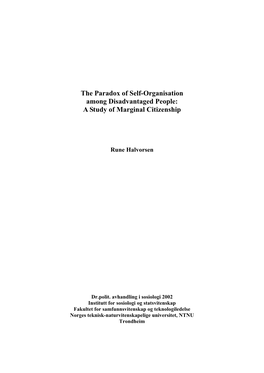 The Paradox of Self-Organisation Among Disadvantaged People: a Study of Marginal Citizenship