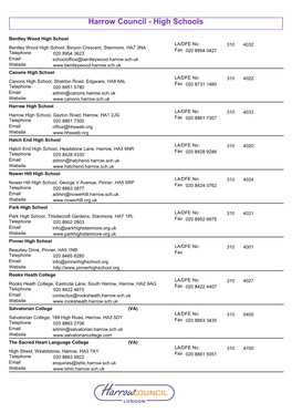 Harrow Council - High Schools
