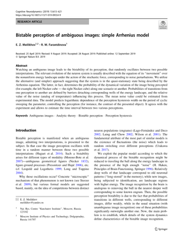 Bistable Perception of Ambiguous Images: Simple Arrhenius Model