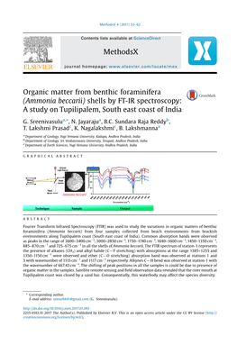 Organic Matter from Benthic Foraminifera (Ammonia Beccarii) Shells by FT-IR Spectroscopy: a Study on Tupilipalem, South East Coast of India