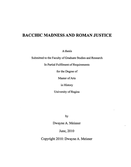 Bacchic Madness and Roman Justice
