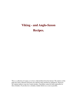 Viking - and Anglo-Saxon Recipes