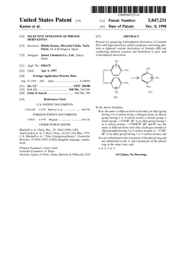 United States Patent (19) 11 Patent Number: 5,847,231 Kanno Et Al