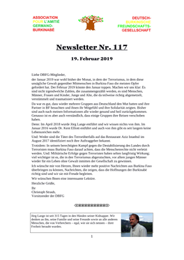 Newsletter Nr. 117