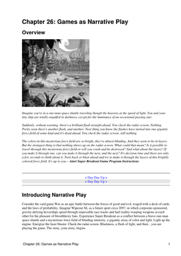 Chapter 26: Games As Narrative Play Overview