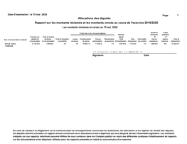 2019/2020 Les Montants Réclamés Et Versés Au 15 Mai 2020