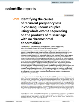 Identifying the Causes of Recurrent Pregnancy Loss in Consanguineous Couples Using Whole Exome Sequencing on the Products Of