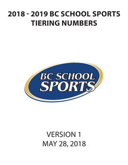 2019 Bc School Sports Tiering Numbers Version 1 May 28