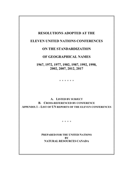 Five Conferences; Subsequent Editions Added Resolutions from the Sixth, Seventh, Eighth, Ninth and Tenth Conferences