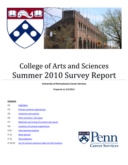 College of Arts and Sciences Summer 2008 Survey