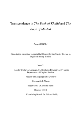 Transcendance in the Book of Khalid and the Book of Mirdad