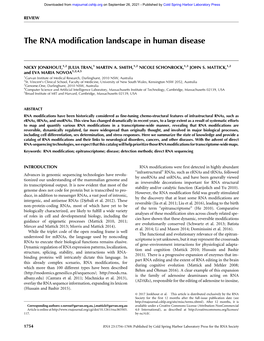 The RNA Modification Landscape in Human Disease