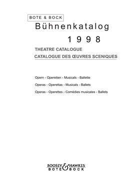 Bühnenkatalog 1998 THEATRE CATALOGUE CATALOGUE DES ŒUVRES SCENIQUES