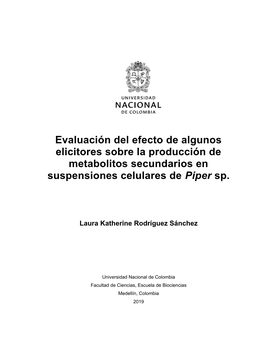 Evaluación Del Efecto De Algunos Elicitores Sobre La Producción De Metabolitos Secundarios En Suspensiones Celulares De Piper Sp