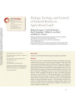 Biology, Ecology, and Control of Elaterid Beetles in Agricultural Land∗