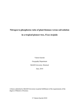 Nitrogen to Phosphorus Ratio of Plant Biomass Versus Soil Solution