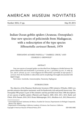 Goblin Spiders (Araneae, Oonopidae): Four New Species of Pelicinoids from Madagascar, with a Redescription of the Type Species Silhouettella Curieusei Benoit, 1979