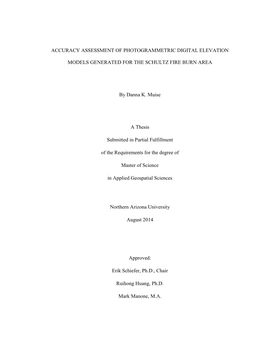 Accuracy Assessment of Photogrammetric Digital Elevation