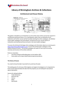 Building Plans and Architechtural History