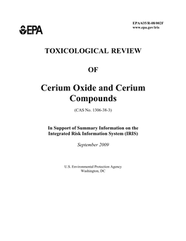 Toxicological Review of Cerium Oxide and Cerium Compounds (Cas No