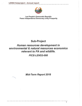 Sub-Project Human Resources Development in Environmental & Natural Resources Economics Relevant to PA and Wildlife