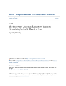 The European Union and Abortion Tourism: Liberalizing Ireland's Abortion Law