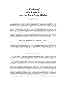 A Review of Vedic Literature and the Knowledge Within