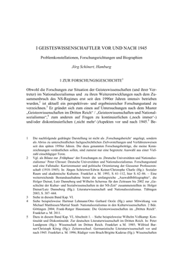 I Geisteswissenschaftler Vor Und Nach 1945