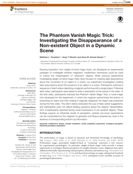 The Phantom Vanish Magic Trick: Investigating the Disappearance of a Non-Existent Object in a Dynamic Scene